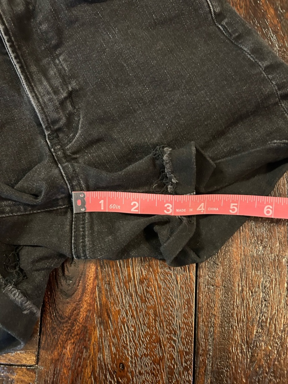 American Eagle Outfitters Washed Black Denim Super Hi Rise Shortie Shorts - Picture 6 of 7